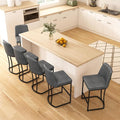 Bar Stools Set of 6, Faux Leather Counter Height Barstools, Upholstered Kitchen by ErdoruLiving
