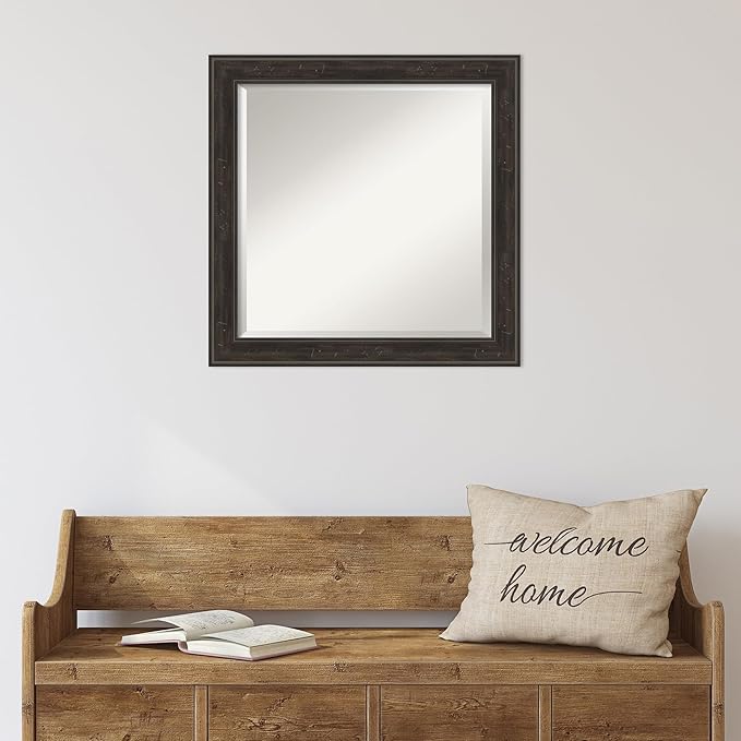 Amanti Art Brown Wall Mirror 24x24 Shipwreck Greywash Narrow Square Bathroom - Image 5