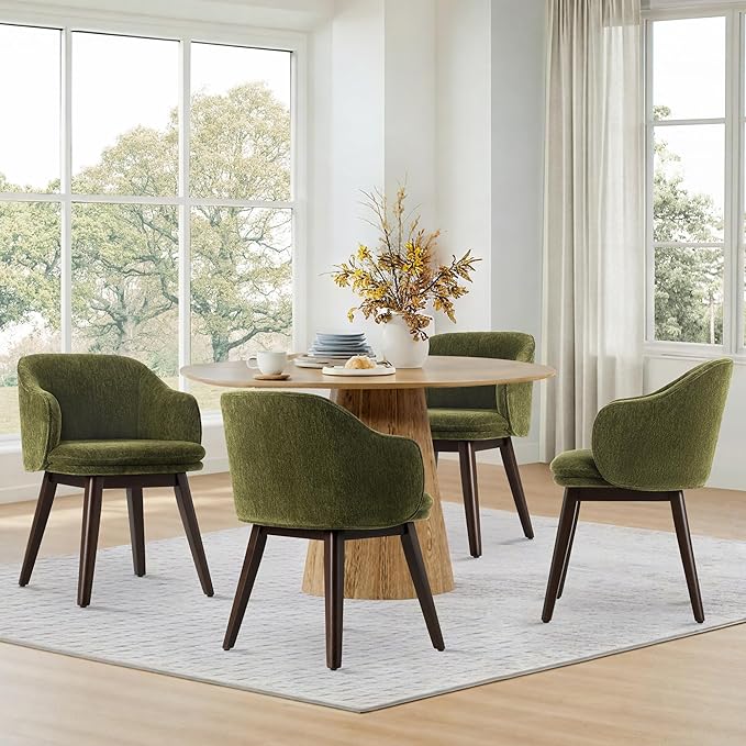 Wooden Dining Chairs Set of 4, Fabric Upholstered Modern Dining Room Chairs by Kislot