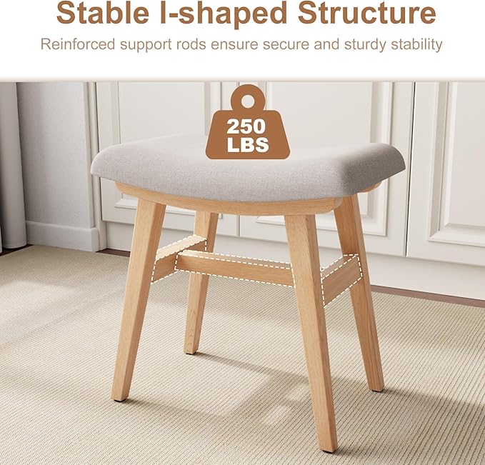 Solid Wood Small Vanity Stool, Compact Makeup Chair - Image 7