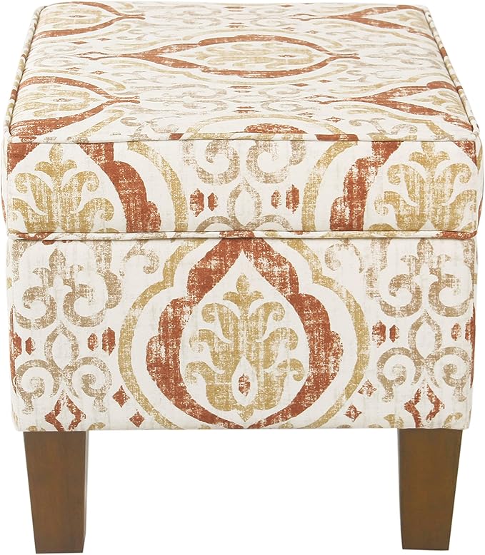 Square Ottoman - Burnt Orange and Cream Medallion - Image 4