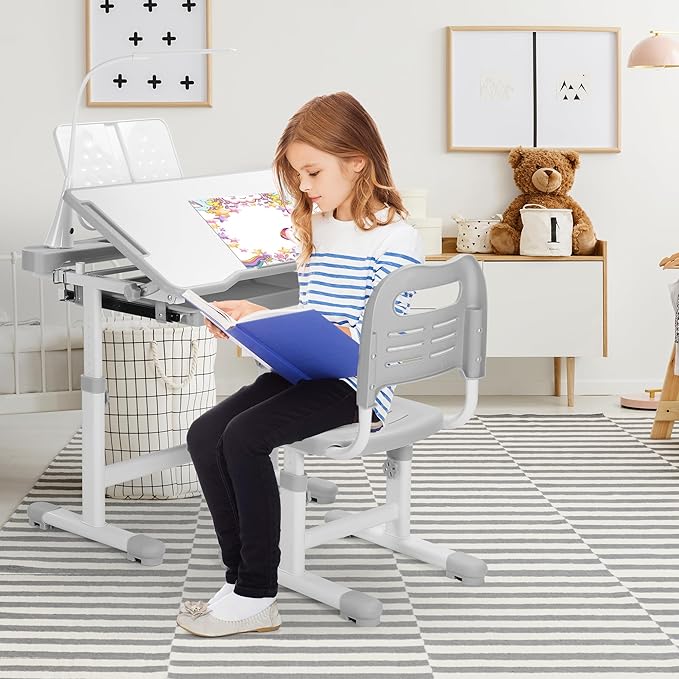 Rengue Kids Desk and Chair Set Height Adjustable School Study Desk and Chair - Image 2
