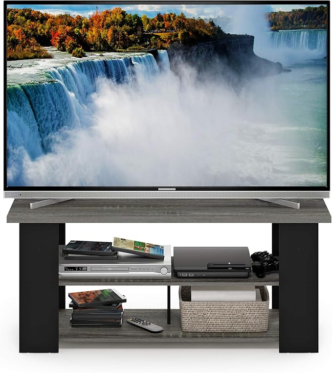 Furinno JAYA TV Stand, French Oak Grey/Black - Image 4