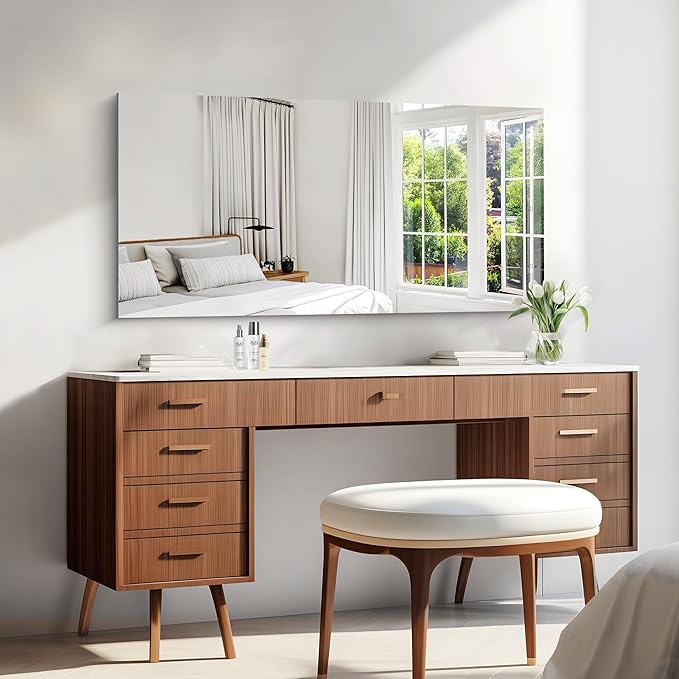 KOCUUY Frameless Mirror, 24x48 Inch Rectangle Bathroom Vanity Mirror - Image 4