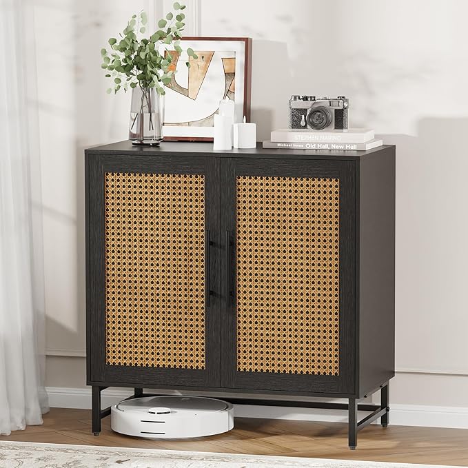 KFO Storage Cabinet with Rattan Doors, Free Standing Buffet Cabinet, Modern by fashionandcomfortablelife