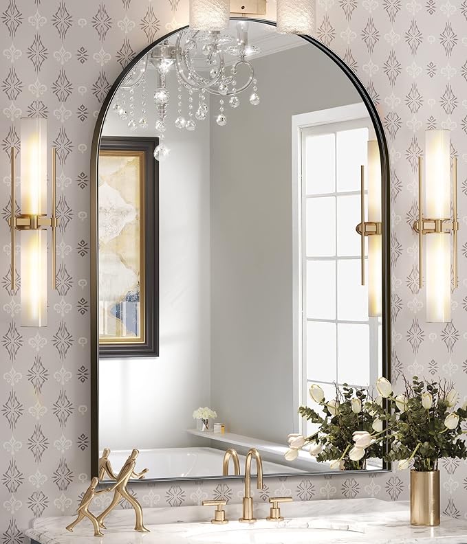 Brightify Arched Mirror, Arched Wall Mirror, 22 x 30 Inch Black Arch Mirror by Brightify