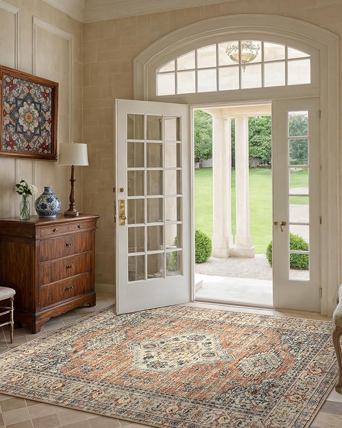 Lahome Oriental Washable Rugs for Living Room, 4x6 Bedroom Area Rug Ultra-Thin - Image 2