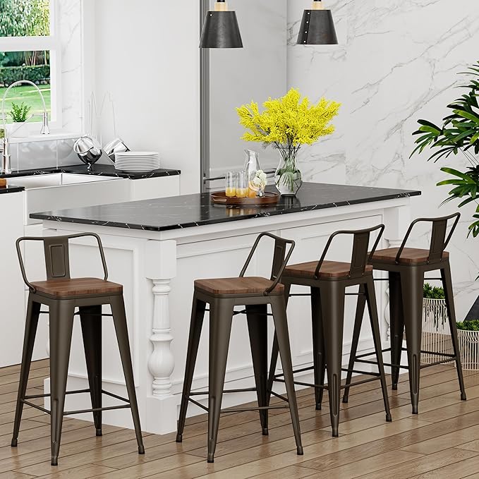 Yongchuang 26 inch Bar Stools Set of 4 Industrial Kitchen Counter Height - Image 2