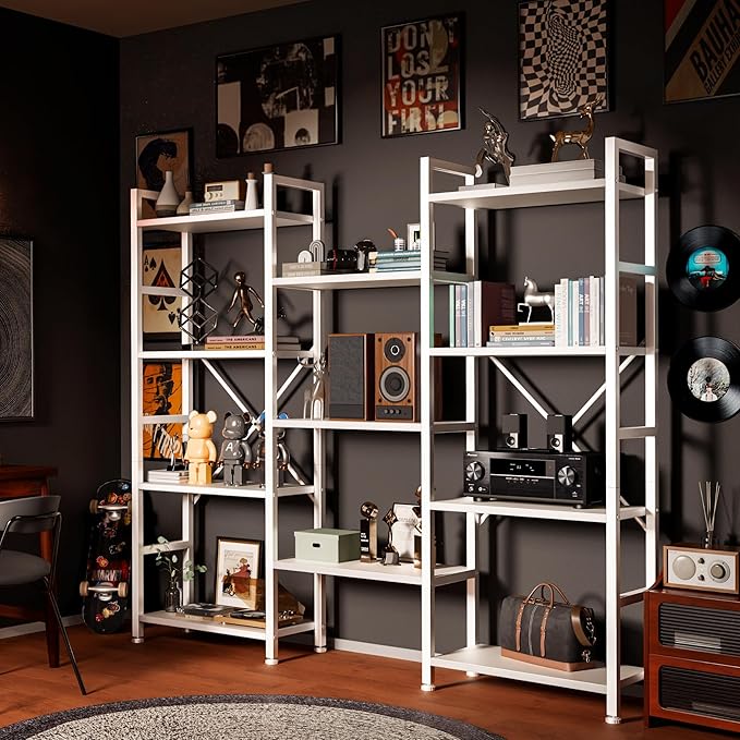 SUPERJARE Triple 4 Tier Bookshelf, Bookcase - Image 6