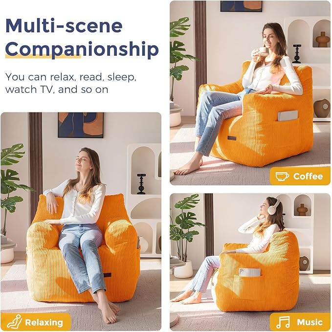 MAXYOYO Bean Bag Chair, Tufted Bean Bag Couch Lazy Chair, Living Room Sofa Couch - Image 3
