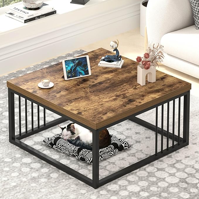 FOLUBAN Modern Coffee Table, Square Center Table by FOLUBAN