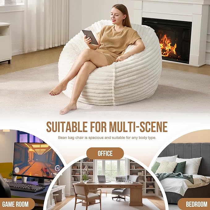 Hobestluk 4ft Bean Bag Chairs for Adults Large Beanbag Chair - Image 6