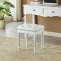 Vanity Bench Stool with Microfiber Leather Cushion, Vanity Chair Ottoman by KIVSON