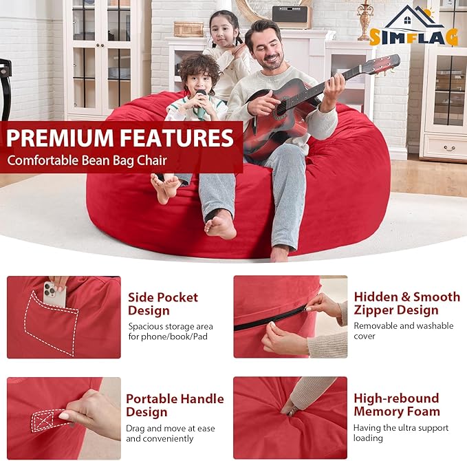 4FT Bean Bag Chair, Large Bean Bag Chairs - Image 5