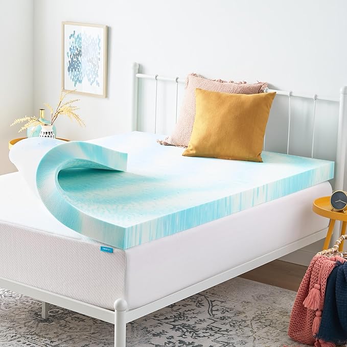 Linenspa 4 Inch Gel Swirl Memory Foam Mattress Topper – Cooling Gel Infused – by Linenspa