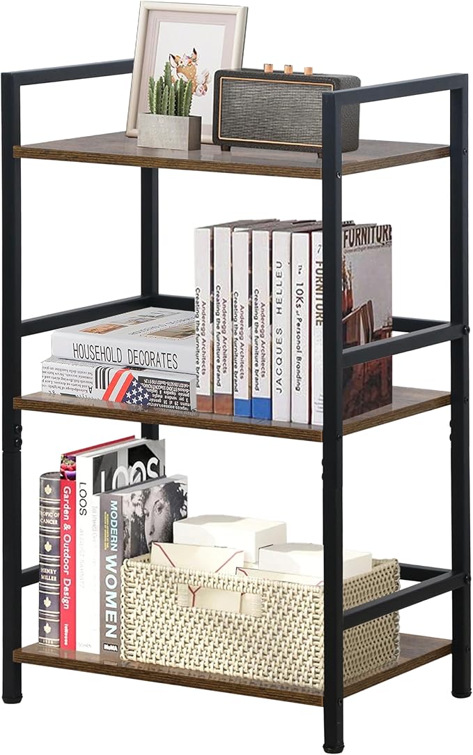 LOFTEY Book Shelf Small Bookshelf, 3 Tier Industrial Short Bookshelf, Metal by LOFTEY