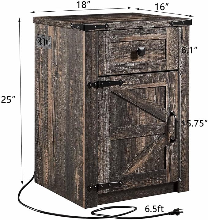 SOOWERY Nightstands Set of 2, Nightstand - Image 3
