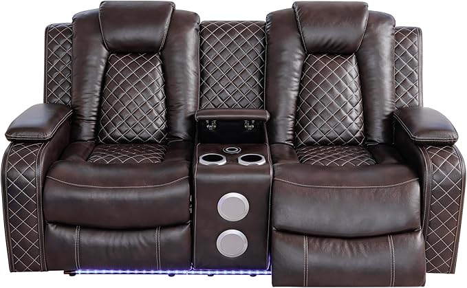 Ball & Cast Power Recliner Sofa Set Leather Reclining Sofa Set Living Room - Image 8