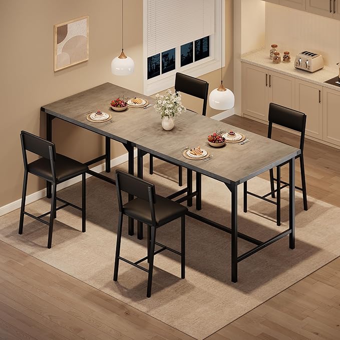 IDEALHOUSE Dining Table Set for 2 w/Counter Height Table & 2 Upholstered Bar - Image 5