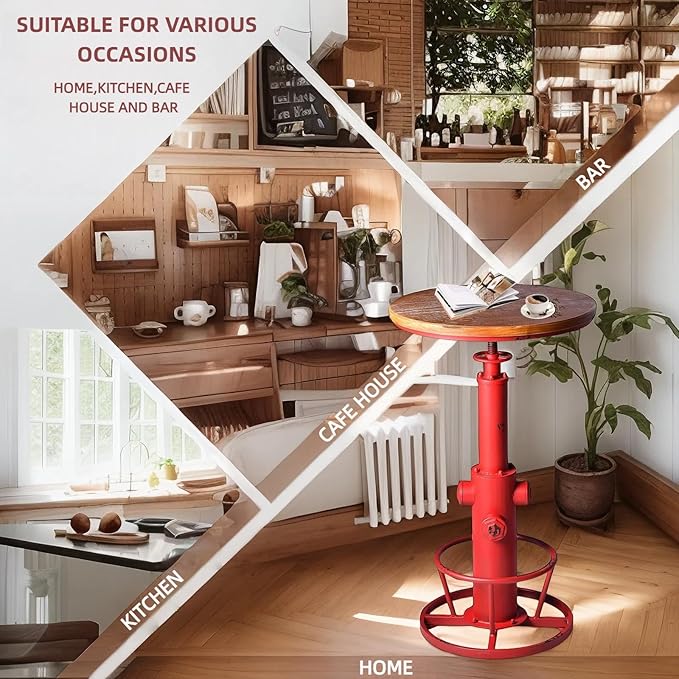 Vintage 38.6-44.4inch Height Adjustable Bar Table Industrial Fire Hydrant - Image 3