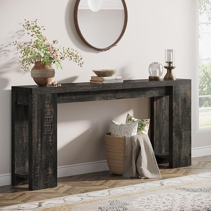 Tribesigns 70.9-Inch Extra Long Console Table, Farmhouse Wood Sofa Table Behind by Tribesigns