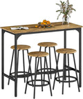 HOMCOM 5-Piece Counter Height Bar Table Set, Rustic 43.25" Dining Table by HOMCOM