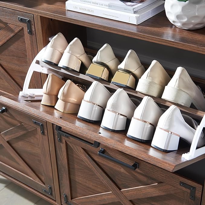 Shoe Storage Cabinet, Farmhouse Shoe Organizer - Image 7
