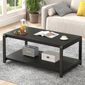 EXCEFUR Black Coffee Table, Modern Rustic Wood Center Table by EXCEFUR