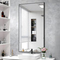 48x24In Black Bathroom Mirror for Wall, Rectangle Mirrors by Welcometocofeny