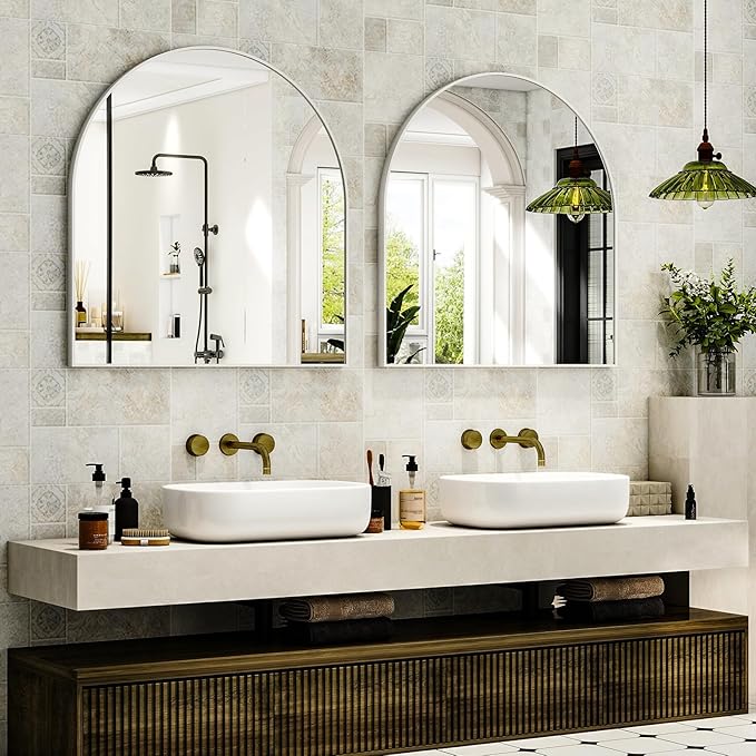 Arched Bathroom Mirror, 32x34 Inch - Image 7