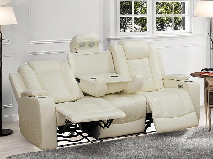 Leather Recliner Sofa Couch, 3-Seater Home Theater Seating Reclining Sofa - Image 3