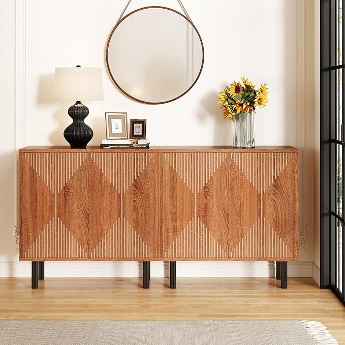 LITTLE TREE 59 Inches Long Sideboard Buffet Cabinet, Vintage Storage Cabinet - Image 5