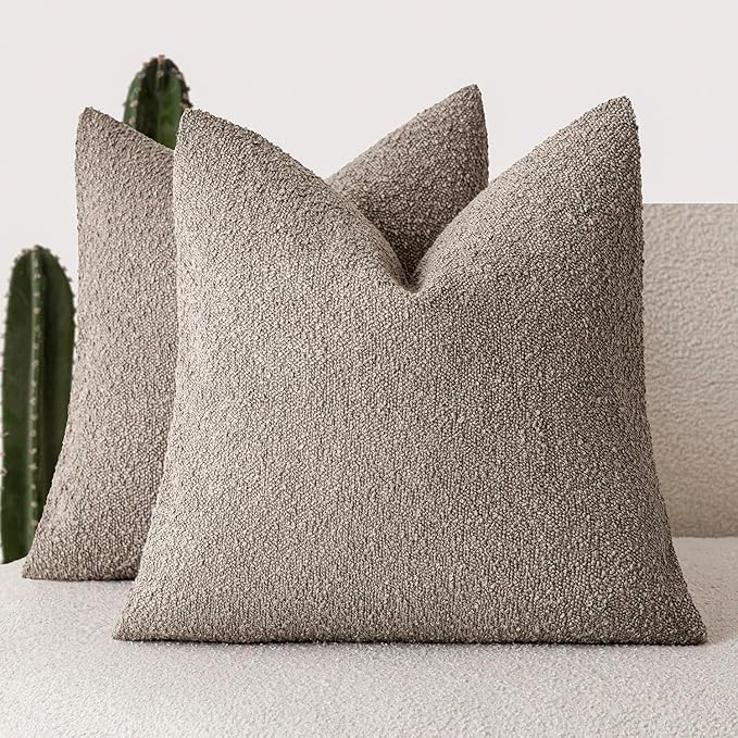 Foindtower Pack of 2 Textured Boucle Throw Pillow Covers Accent Solid Pillow by Foindtower