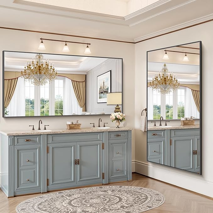 YIROMAN Bathroom Mirror 72"x36", Large Matte Black Bathroom Mirror - Image 2