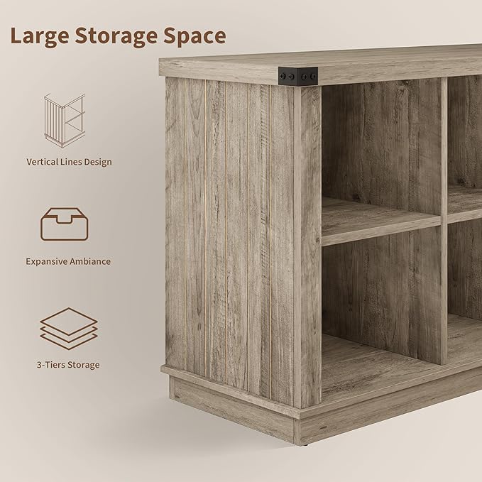 GarveeHome 8 Cube Storage Organizer Bookshelf, Farmhouse Horizontal Bookcase - Image 7