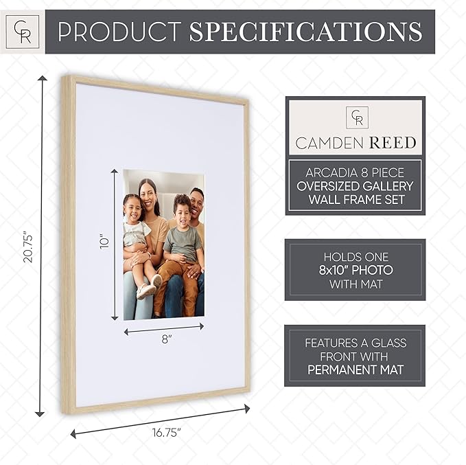 Camden Reed Arcadia 8 Piece Oversized Gallery Wall Frame, 16x20 and 16x16 Inch - Image 3