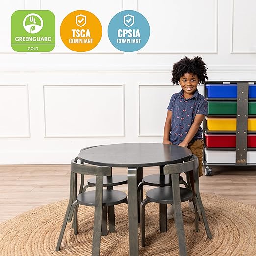 ECR4Kids Bentwood Round Table and Curved Back Chair Set, Kids Furniture - Image 5