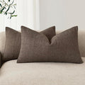 Foindtower Set of 2 Decorative Linen Check Throw Pillow Covers Neutral by Foindtower