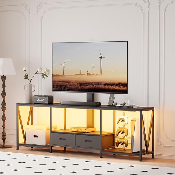 63" W TV Stand with Mount for 50, Entertainment Center with Power Outlet and - Image 4
