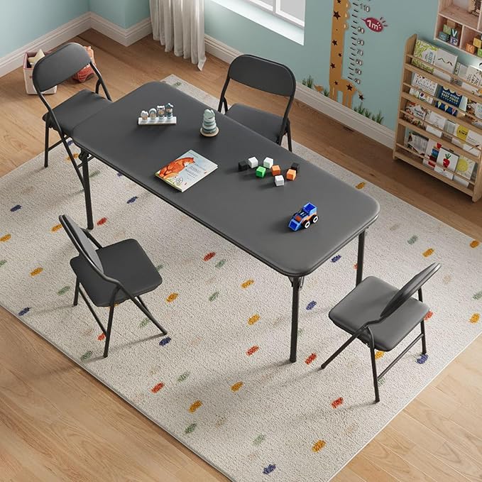 IDEALHOUSE 5 Piece Boys Girls Folding Table and Chairs Set, Activity Table and - Image 2