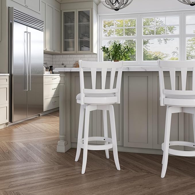 HILLSDALE Presque ISLE Wood BAR Height Swivel Stool White - Image 15