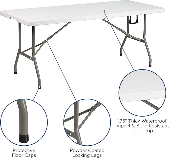 Flash Furniture Elon 6' Rectangular Plastic Folding Event Table - Image 4