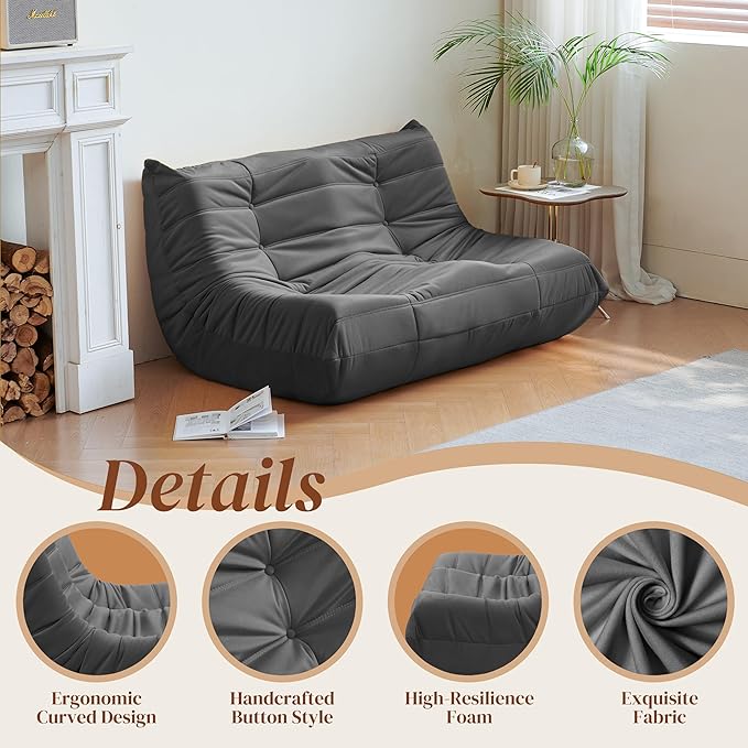Bean Bag Chair, Loveseat Fireside Chair Bean Bag Sofa - Image 5