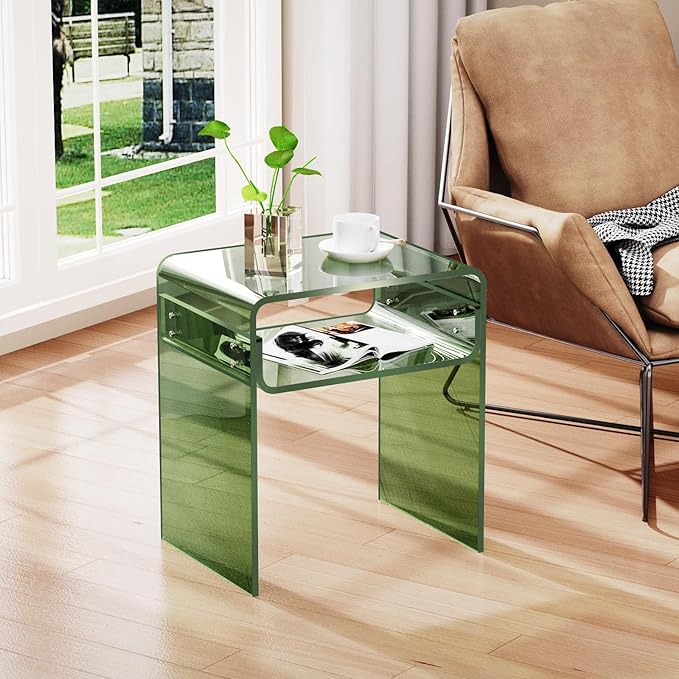 Clear Acrylic End Table 2-Tier Bedside Nightstand - Image 8