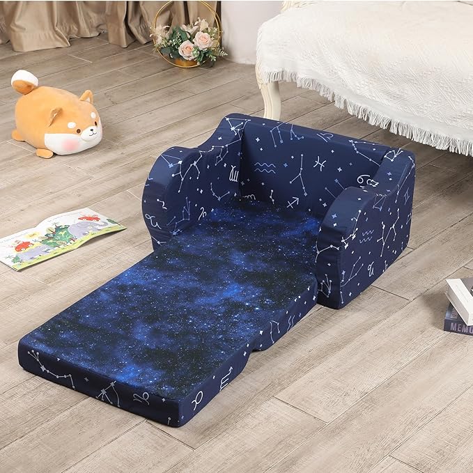 Constellation Kids Sofa, 2-in-1 Kids Couch Fold Out, Convertible Sofa to Bed - Image 4
