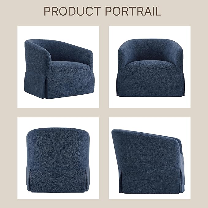 Swivel Accent Chair, 360 Degree Performance Fabric Armchair Modern Barrel - Image 6