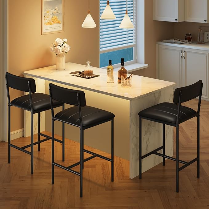 GarveeHome Bar Stools Set of 2, Upholstered Counter Height Bar Stools - Image 3