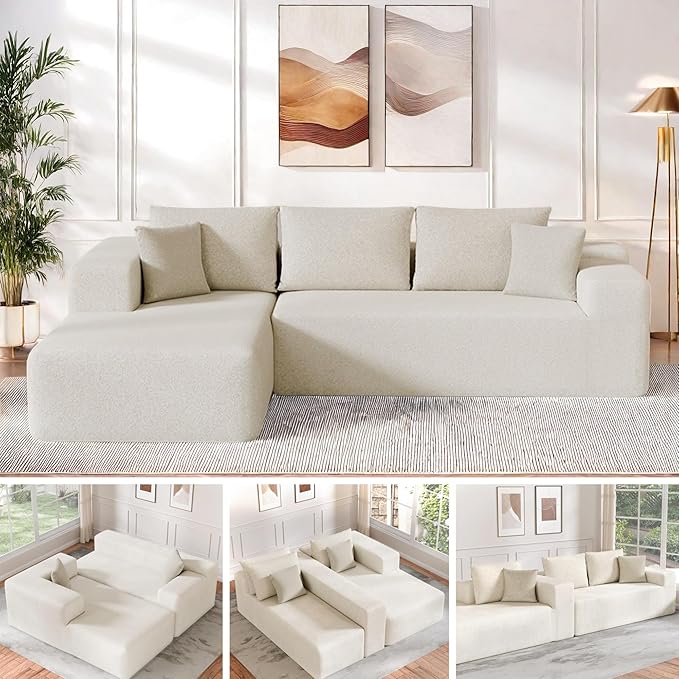 Cloud Sectional Couch, 104”L-Shape Oversized Sofa by FONTOI