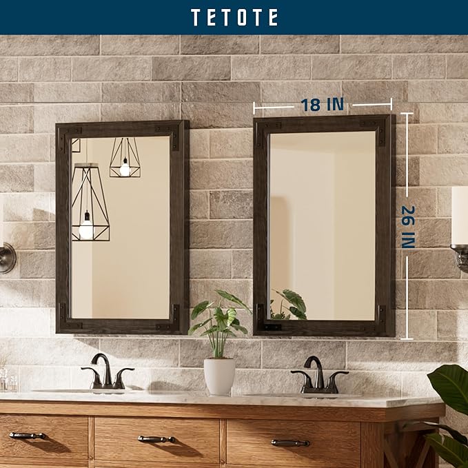 TETOTE 18 x 26 Black Wooden Mirror - Image 7