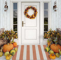 OJIA Fall Front Door Mat 24"x36" Cotton Woven Washable Striped Porch Rug Indoor by OJIA